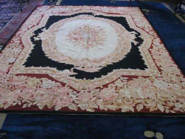 Appraisal: Chinese Aubusson Handmade Room Sizerug red tan and ivory floral