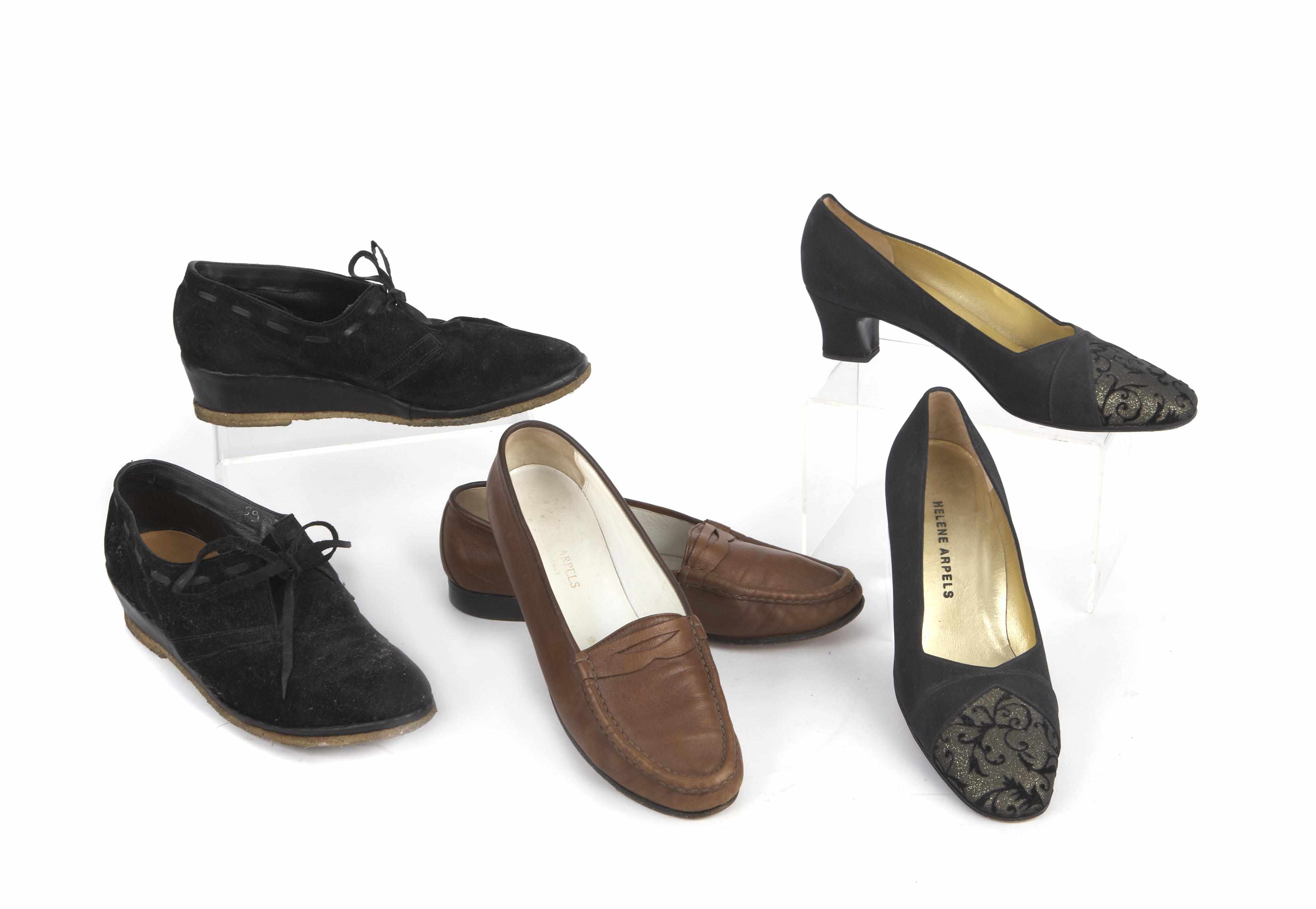 Appraisal: A group of Helene Arpels shoes Comprising a black and