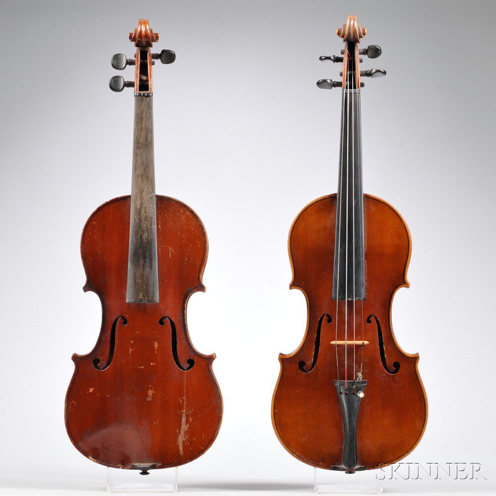 Appraisal: Two Violins one labeled COPIE DE STRADIVARIUS the other labeled