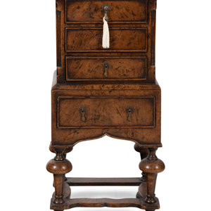 Appraisal: A Diminutive William and Mary Style Chest on Stand Late