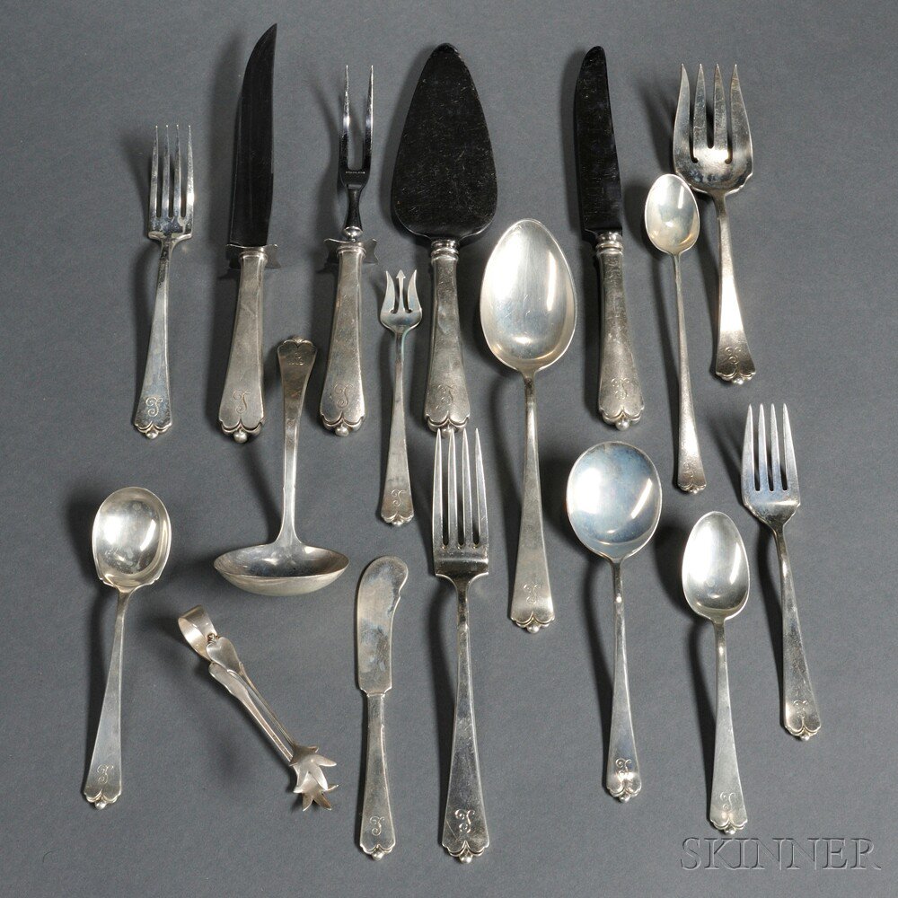 Appraisal: Watson Lotus Pattern Sterling Silver Flatware Service Attleboro Massachusetts mid-