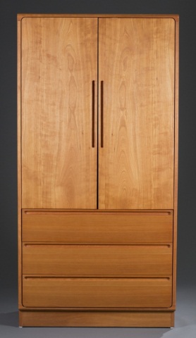 Appraisal: T rring Cherry Wardrobe Two cabinet doors with mirror over