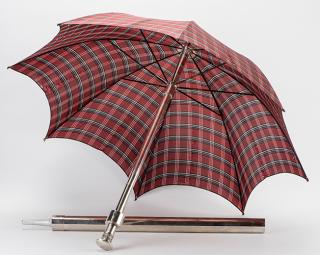 Appraisal: Mutilated Parasol Mutilated Parasol French ca The tartan cover of