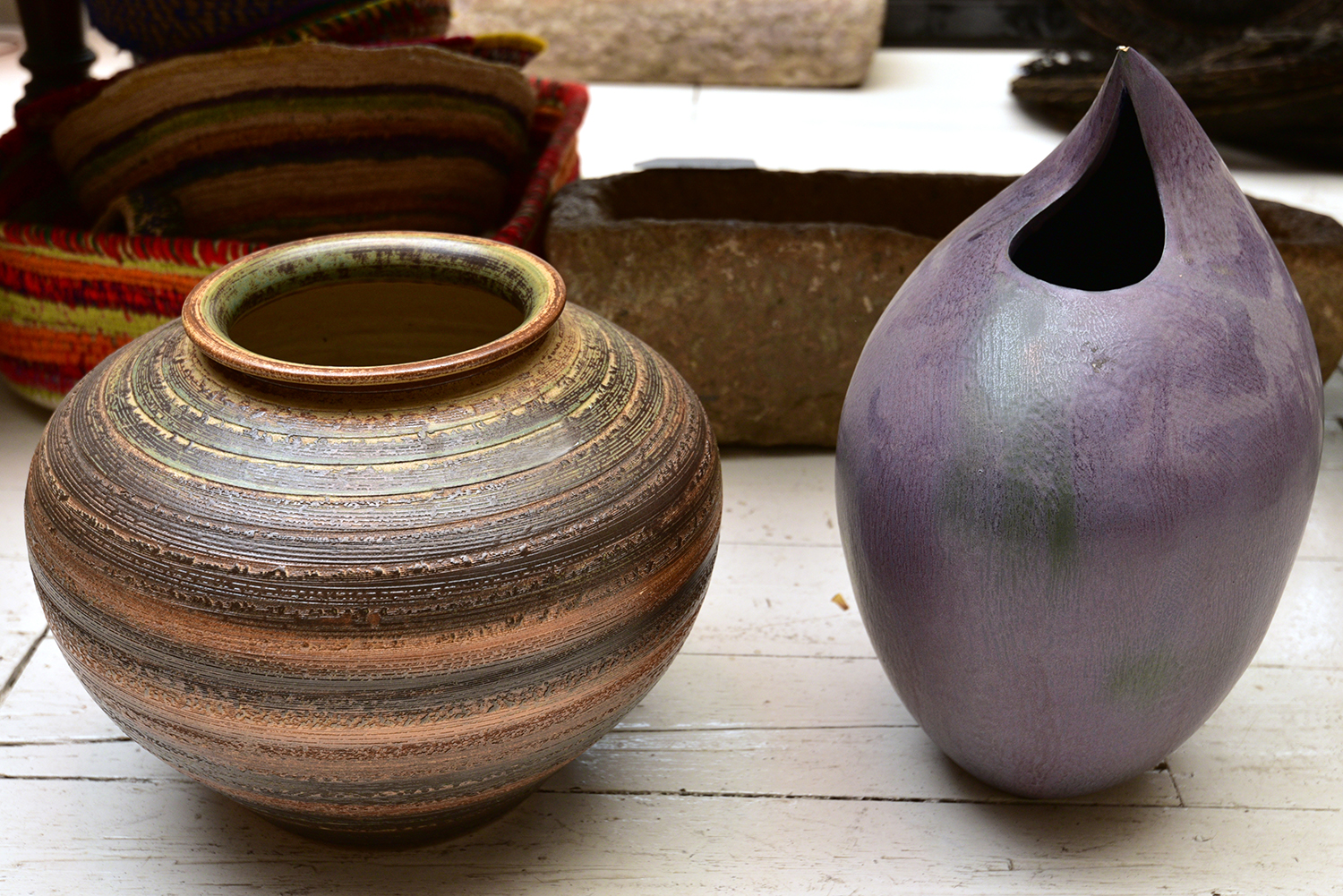 Appraisal: A DECORATIVE GLAZED POT AND A CONCEPTUAL FORMED POT WITH