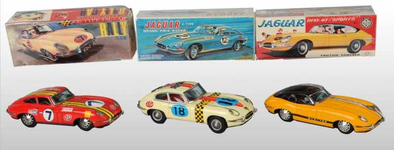 Appraisal: Lot of Tin Jaguar Vehicle Toys Description Japanese Working Includes