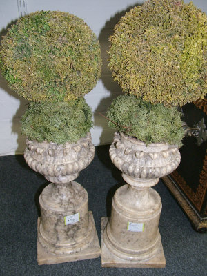 Appraisal: A pair of Continental marble pedestal vases of semi-fluted form