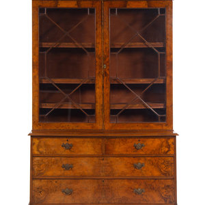 Appraisal: A Late George III Burl Walnut Bookcase th Century Height