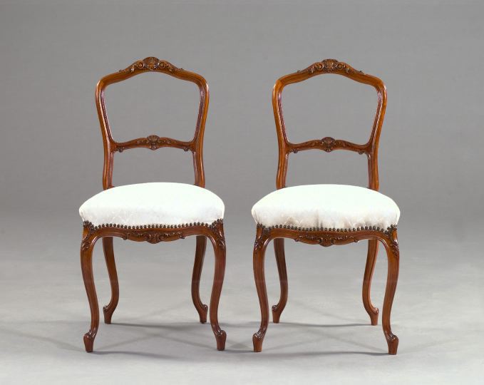 Appraisal: Pair of Carved Beechwood Sidechairs of the ballroom type in