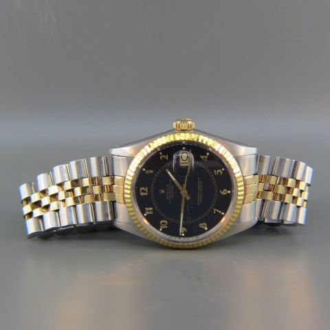 Appraisal: Rolex Man's k Gold Stainless Wristwatch sapphire blue dial date