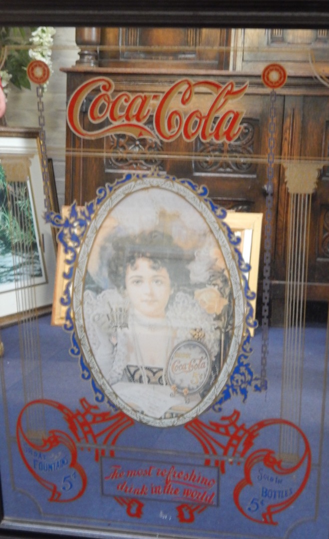 Appraisal: A Coca-Cola advertising mirror cm x cm and a replica