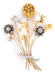 Appraisal: K custom made bouquet brooch made up of Estate stick