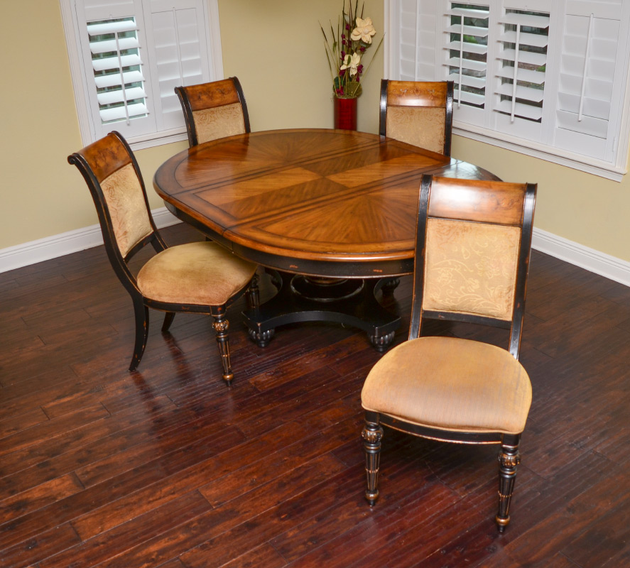 Appraisal: HOOKER FURNITURE DINING TABLE CHAIRS Dining room set by Hooker