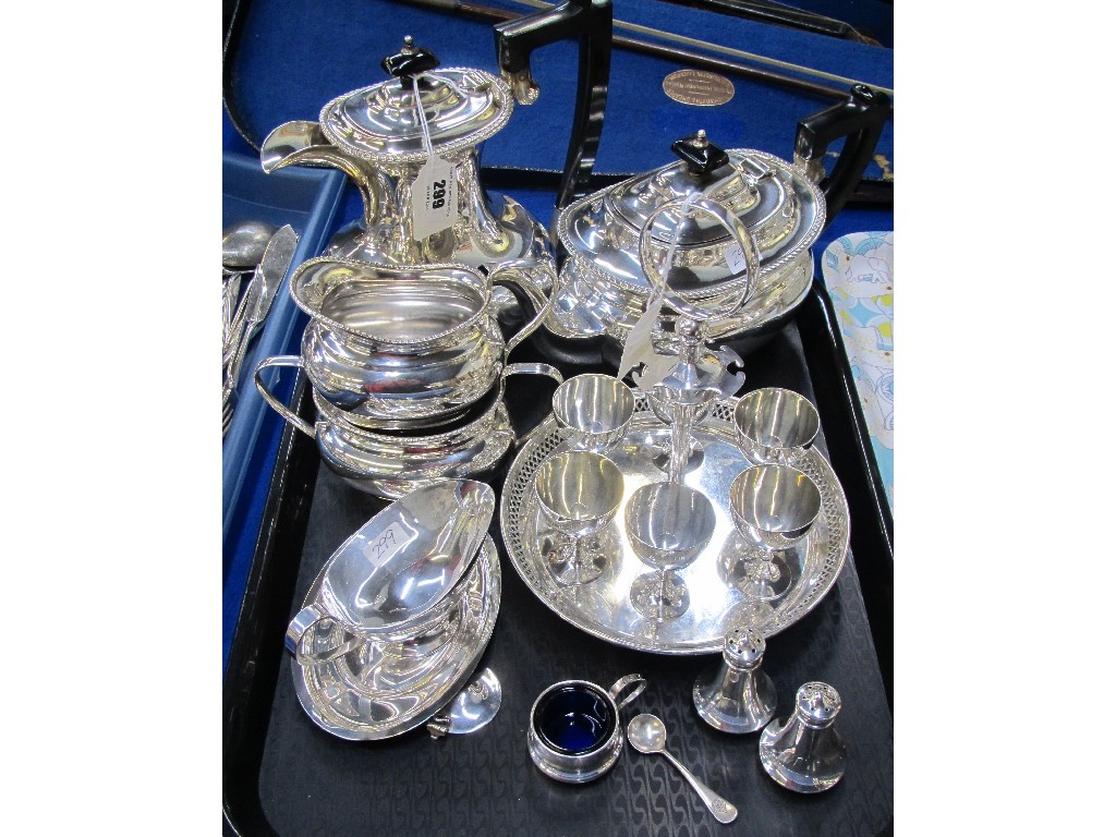 Appraisal: Tray lot of EP - tea service egg cruet etc