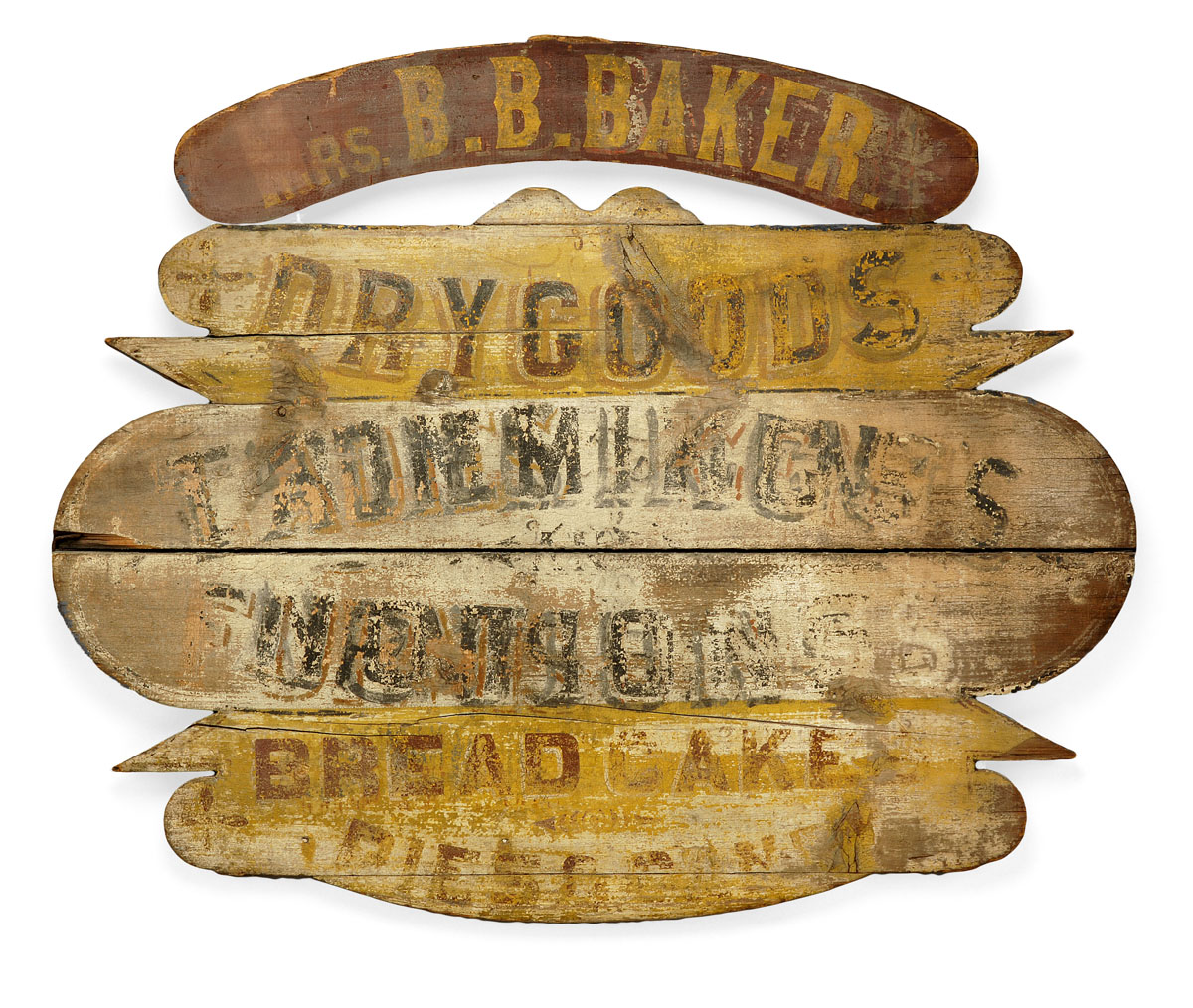 Appraisal: AMERICAN TRADE SIGN quot MRS B B BAKER DRY GOODS