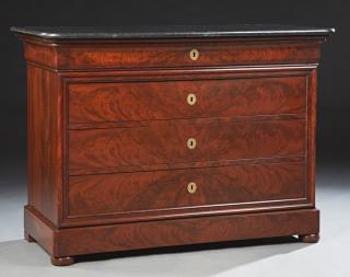 Appraisal: French Louis Philippe Carved Mahogany Marble Top C French Louis