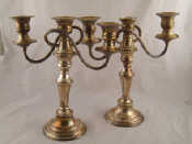 Appraisal: A pair of silver plated three light candelabra cm across