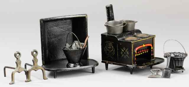 Appraisal: J E STEVENS STOVE AND HEARTH Cast iron both painted