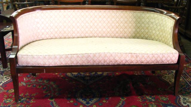 Appraisal: Early th century mahogany-frame curved back settee upholstered front and