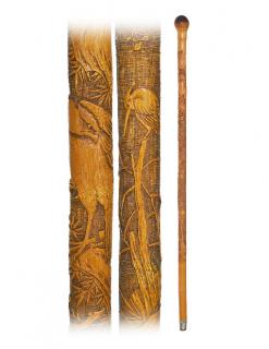 Appraisal: Japanese Meiji Export Bamboo Cane -Ca -The cane is fashioned