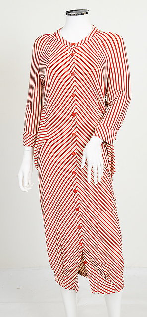 Appraisal: A Alexander McQueen red and cream striped dress jersey fabric