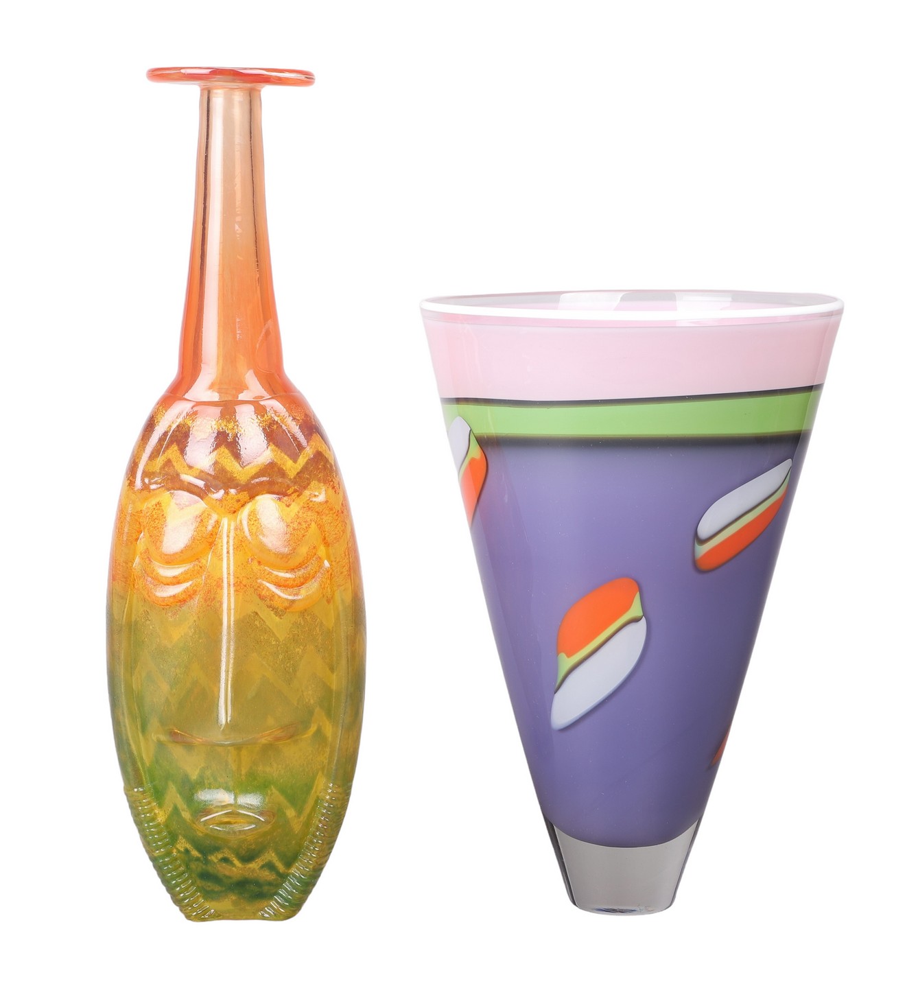 Appraisal: Art glass vases to include Ricky Bernstein art glass conical