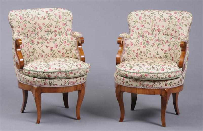 Appraisal: PAIR OF BIEDERMEIER FRUITWOOD BERG RES Each buttoned backrest continuing