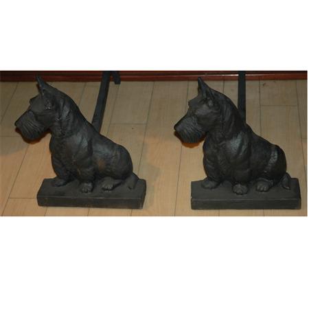 Appraisal: Pair of Cast Iron Terrier-Form Andirons Estimate -