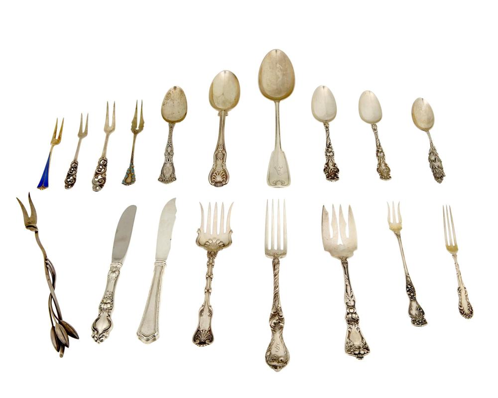 Appraisal: A group of sterling silver flatware th century Each marked