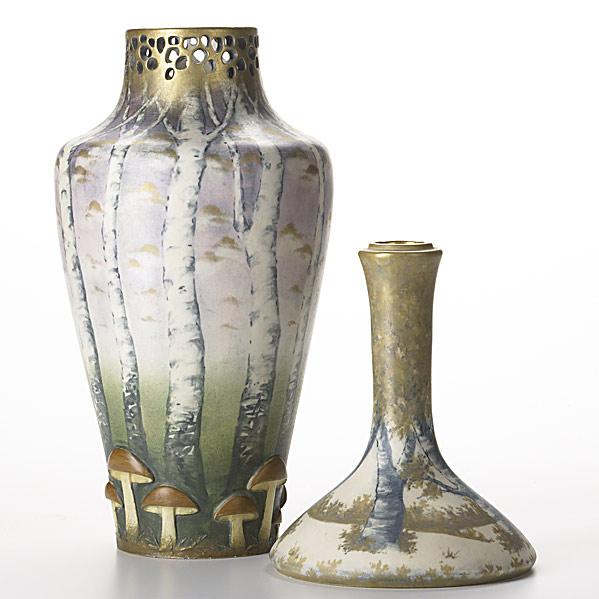 Appraisal: PAUL DACHSELTURN TEPLITZTwo Amphora vases with trees c Restoration to