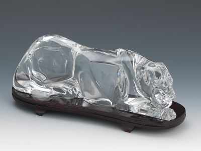 Appraisal: A Baccarat Crystal Figure of a Panther A stylized figure