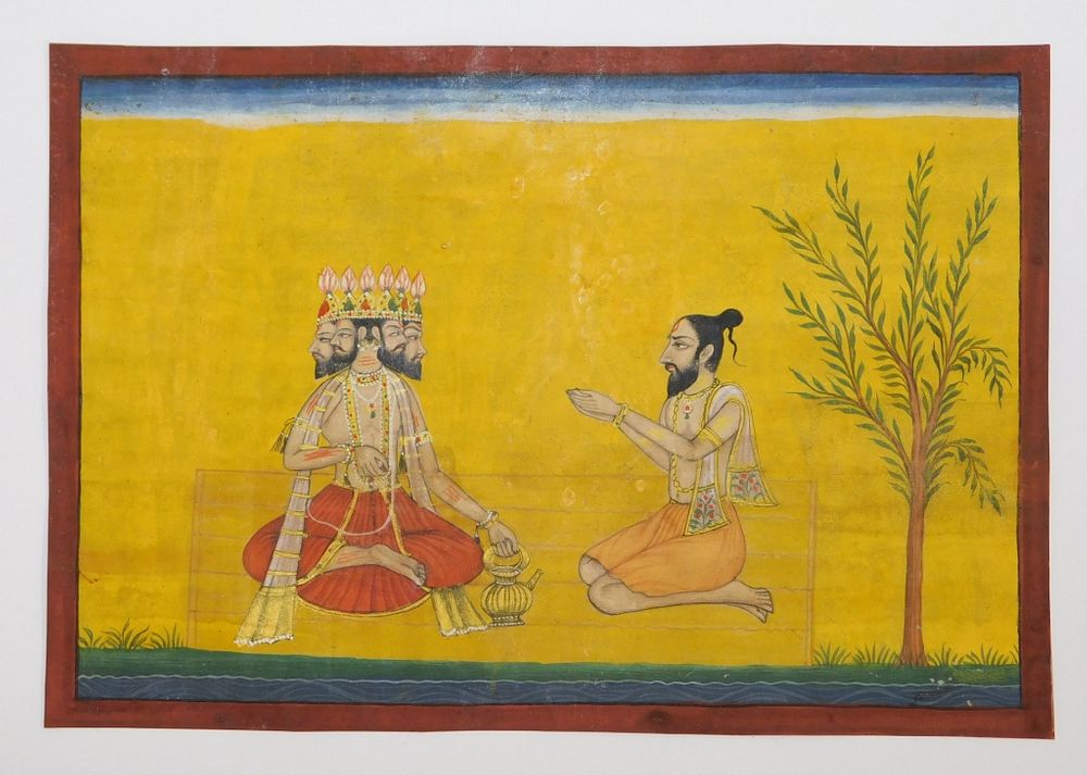 Appraisal: C Indian Pahari School Brahma Saint Painting India th Century