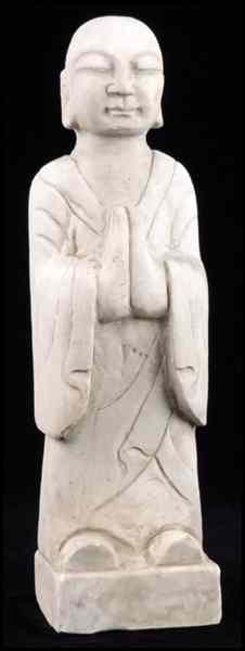 Appraisal: CARVED MARBLE FIGURE OF A MONK Height '' Condition No