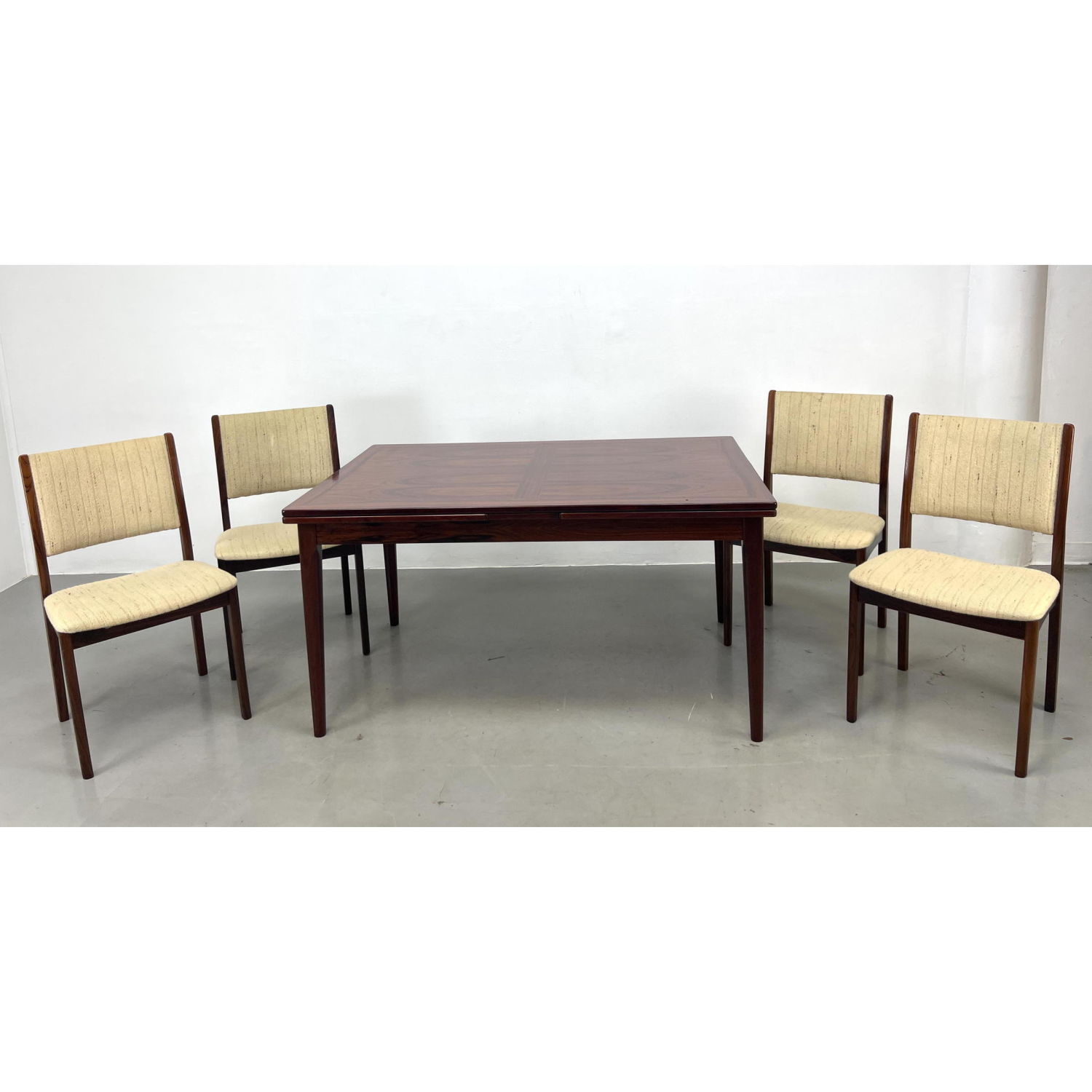 Appraisal: Danish Modern Rosewood Dining Set Table and Chairs Attributed to