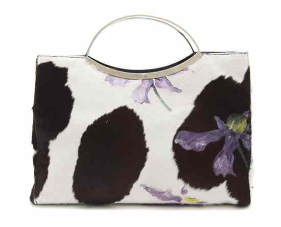 Appraisal: A Gianni Versace Hand Painted Pony Hair Bag s hand