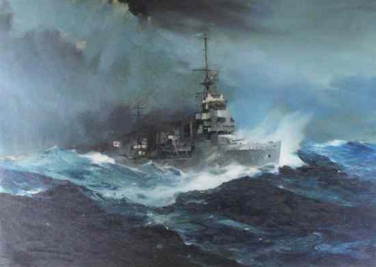 Appraisal: Frank Henry Mason - oil on canvas WW Frigate at