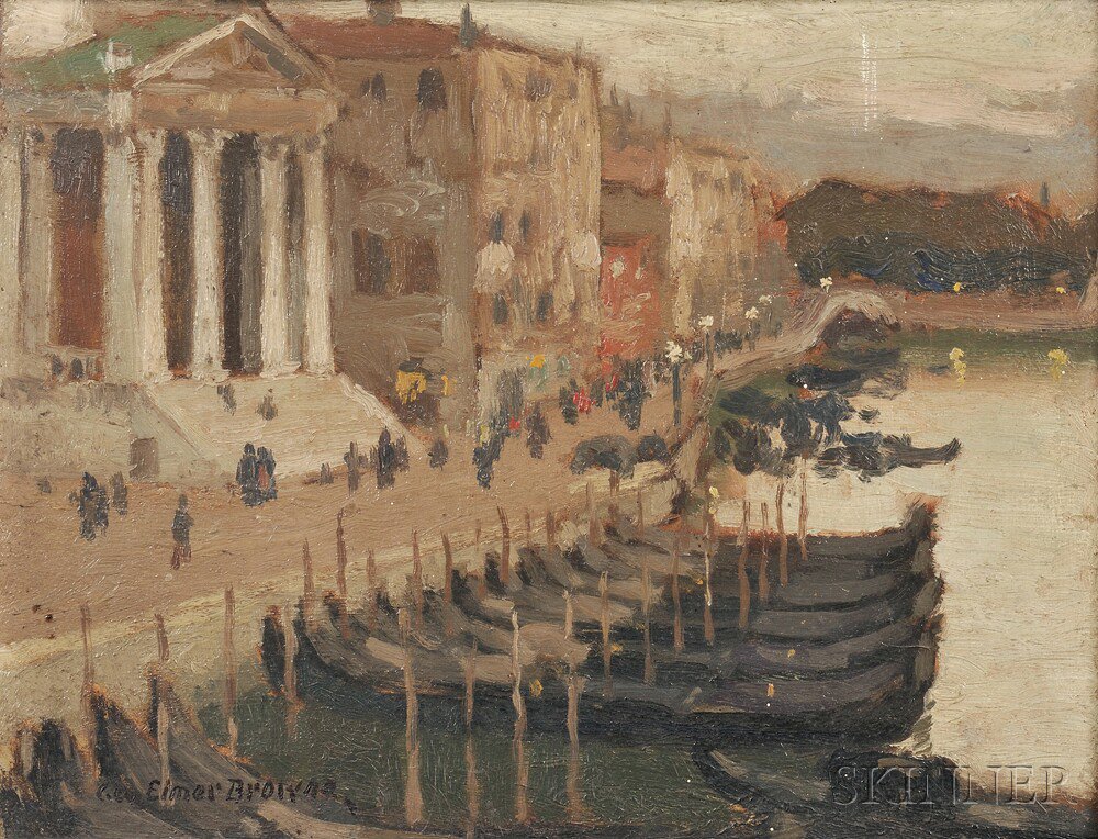 Appraisal: George Elmer Browne American - Evening in Venice Signed Geo