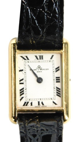 Appraisal: A Baume and Mercier ct gold cased wristwatch the rectangular