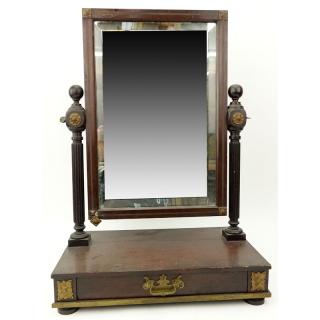 Appraisal: American Federal Brass Mounted and Wood Dressing Toilet Mirror with