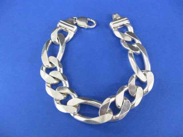 Appraisal: Sterling Silver Bracelet heavy Cuban link '' long '' wide