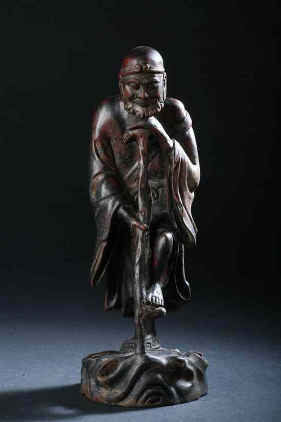 Appraisal: CHINESE HARDWOOD FIGURE OF AN ARHAT Late th century -