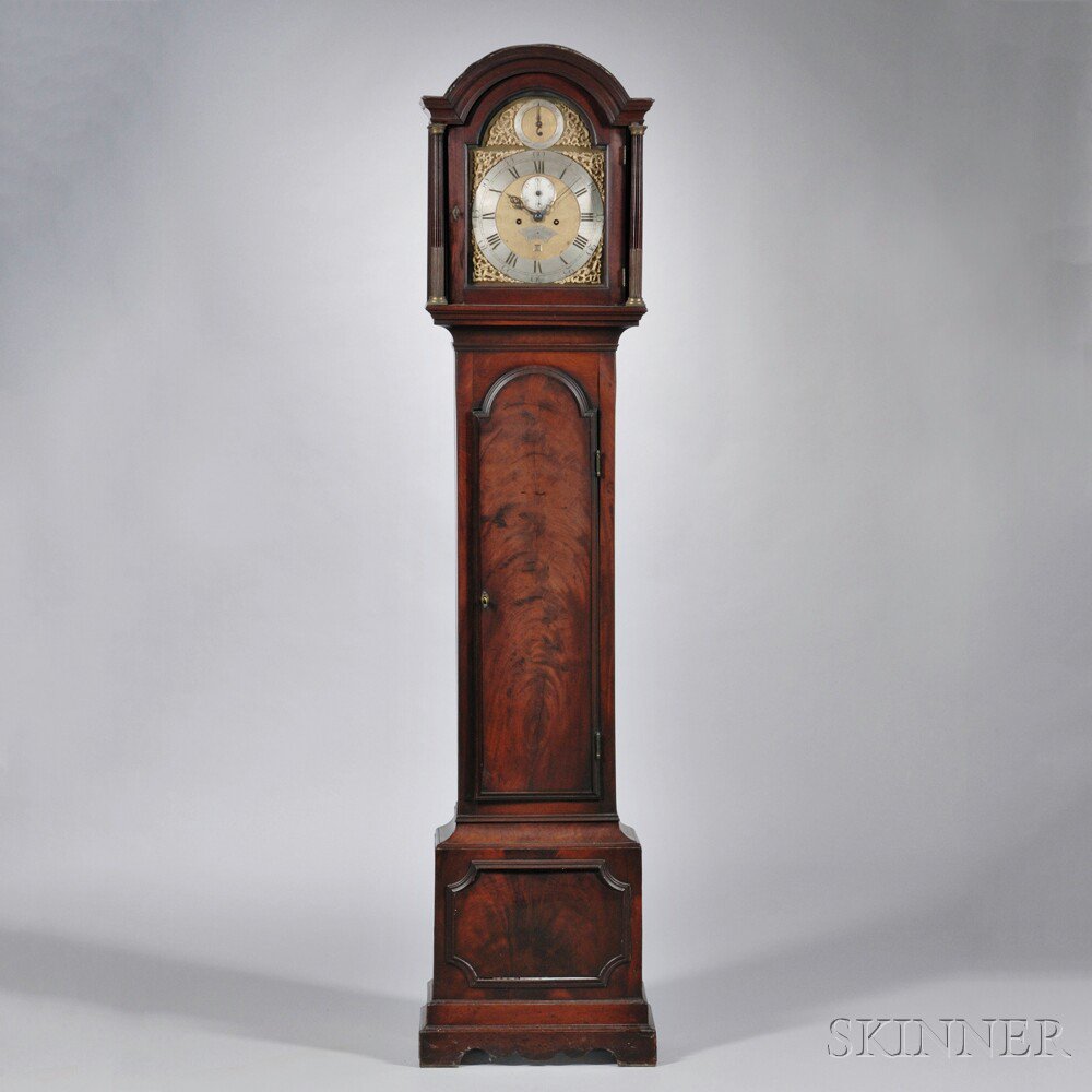 Appraisal: Thomas Gray Mahogany Longcase Clock London c arch-top hood with