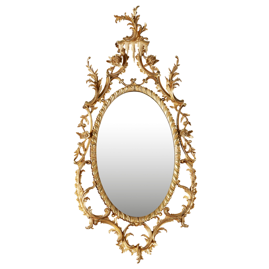 Appraisal: GEORGE III STYLE GILTWOOD MIRROR TH CENTURY the oval mirror