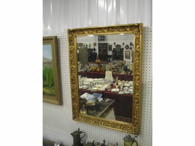 Appraisal: Fine Carved Gesso Wooden Mirror grape vine gilt finish approx