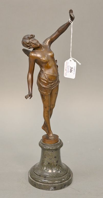 Appraisal: Franz Rosse - bronze figure Tanzende Nyphe on marble pedestal