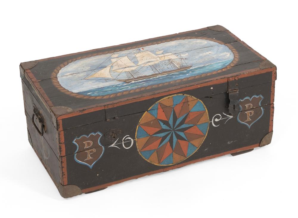 Appraisal: PAINTED SEA CHEST TH CENTURY HEIGHT WIDTH DEPTH PAINTED SEA