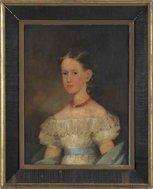 Appraisal: American oil on board portrait of a young girl early