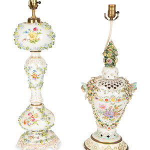 Appraisal: Two Continental Porcelain Lamps Height of taller inches Property from