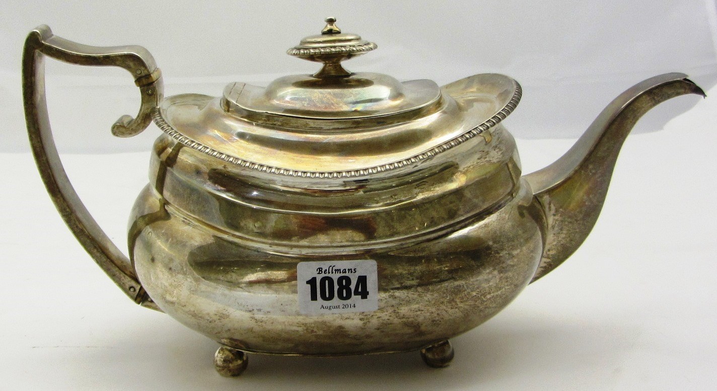 Appraisal: A George III large silver teapot of boat shaped form