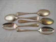 Appraisal: Five Georgian silver Hanoverian tablespoons by Paul Hanet London wt