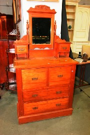 Appraisal: A Victorian pine dressing table with rectangular mirror